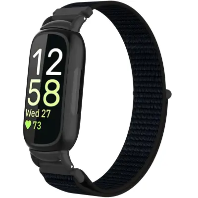 Najlonska omča na čičak kompatibilna s Fitbit Inspire 3 Crna