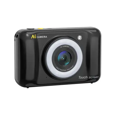 DC320AI Digitalni HD fotoaparat sa zaslonom osjetljivim na dodir, dvostrukom lecom i filterima za uljepšavanje Crna