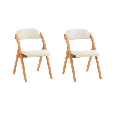 Set od 2 Sklopive Drvene Bar Stolice, Prirodna Boja Drva, 47.5x59x77cm, FST92-WX2
