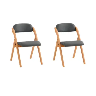 Sklopiva Drvena Stolica Ergonomičan Naslon Uklonjiva Navlaka 47.5x59x77cm FST92-SGX2