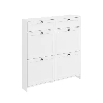 Tanka Ormarić za Cipele s 4 Vrata i 2 Ladice Bijela 100x19x107cm FSR208-W