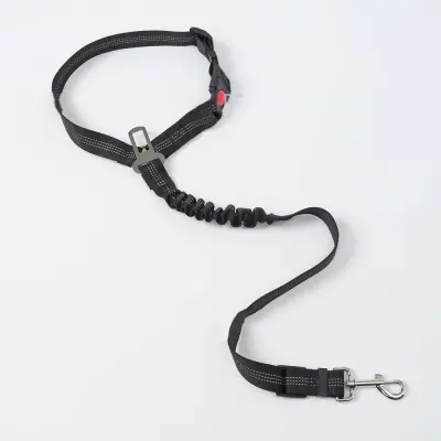 Pet Anti-Shock Car Safety Leash: Podesiva Reflektirajuća Sigurnosna Uzica za Pse Crna