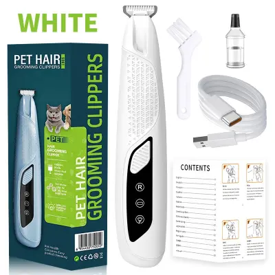 Trimer za dlake na šapama kućnih ljubimaca - Sigurno i jednostavno uređivanje s LED svjetlom i Type-C punjenjem Bijela