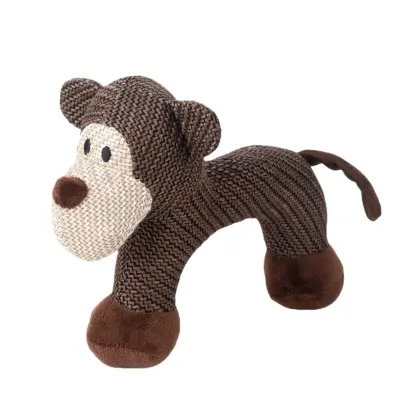 Arch Monkey Plišana igračka za pse sa pištaljkom - Interaktivna i meka igračka za grickanje za štence Smeđa