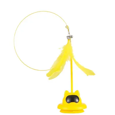UFO Suction Cup Feather Cat Teaser Wand - Interaktivna igračka za mačke Žuta