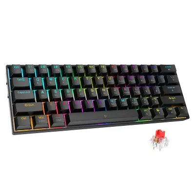 Crna RGB mehanička tipkovnica sa 61 tipkom - Bluetooth 3-načina punjiva s crvenim prekidačima Crna