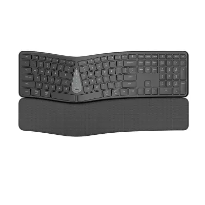 Ergonomska tipkovnica Bluetooth 3-načina punjiva - Tihe tipke, Oslonac za zglob Crna i Bijela