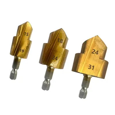 Set svrdla za razvrtanje cijevi, uklanjanje srha, PVC i metal, 3 kom | PIPEDRILL