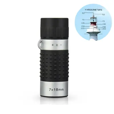 7x18 Golf Rangefinder Monocular Telescope - Compact and Portable Crna