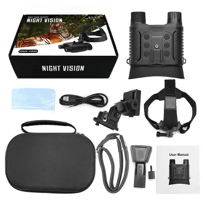Helmet-Mounted Digital Binocular Night Vision Goggles with 4K Video & IR Illuminator Crna