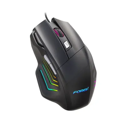 Žičani miš za igre sa 7 tipki, ergonomskim dizajnom, podesivim DPI i pozadinskim osvjetljenjem Crna