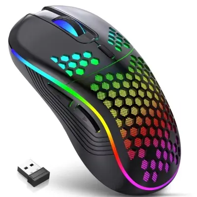 2.4G bežični miš sa svjetlosnim punjenjem - Podesivi DPI, ergonomski dizajn Crna