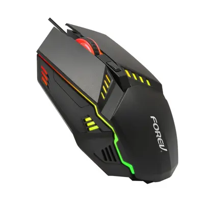 Crni žičani miš za igranje s RGB osvjetljenjem, 1600 DPI, 6 tipki, kompatibilan s PC-jem Crna