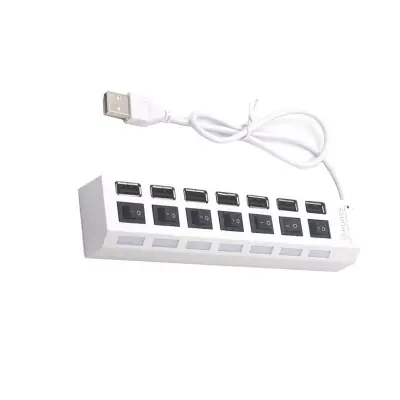 USB 2.0 7-Port Hub sa individualnim prekidačima - Bijeli, Brzi prenos podataka Bijela