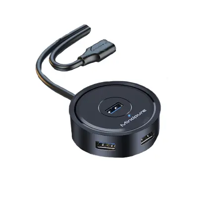 0.3m 4-portni USB 3.0 okrugli hub - brzi prijenos podataka i proširenje Crna