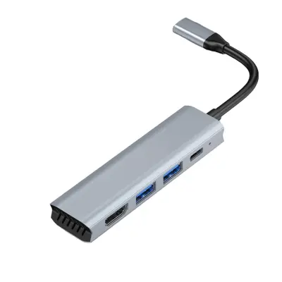 4-u-1 USB-C na HDMI Hub Adapter 4K - Power Delivery & 5Gbps prijenos podataka Siva