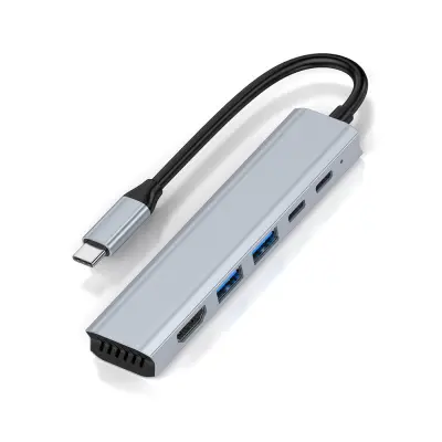5-u-1 USB-C na HDMI Hub 4K s USB-C podacima i 100W PD punjenjem, kompatibilan s Macbook/Huawei/Apple Siva