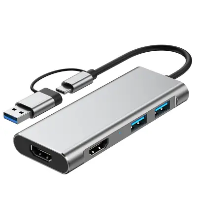 USB 3.0 i Type-C na dvostruki HDMI 1080P priključna stanica Siva