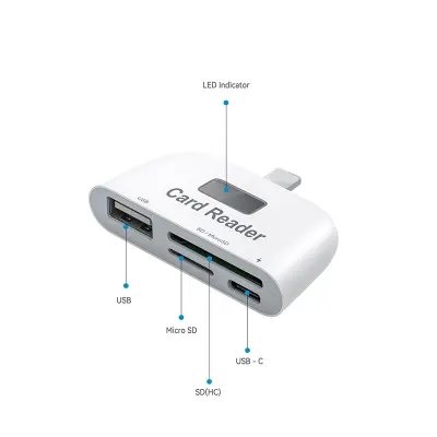 Čitač kartica Type-C - USB čvorište i OTG funkcionalnost Bijela