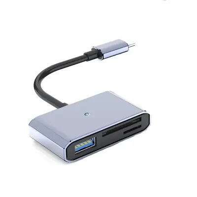 Čitač kartica Type-C na SD/TF s USB adapterom - aluminijska legura, brzi prijenos podataka Siva