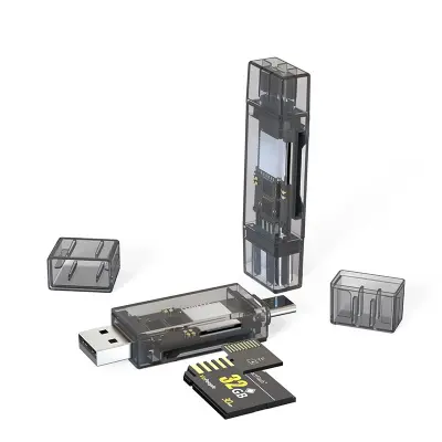 Type-C + USB Dual Card Reader - Brzi prijenos podataka i široka kompatibilnost za SD\/TF kartice Crna Prozirna
