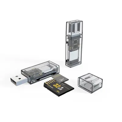 USB na dvostruki čitač kartica - Adapter za SD/TF kartice velike brzine Crna prozirna