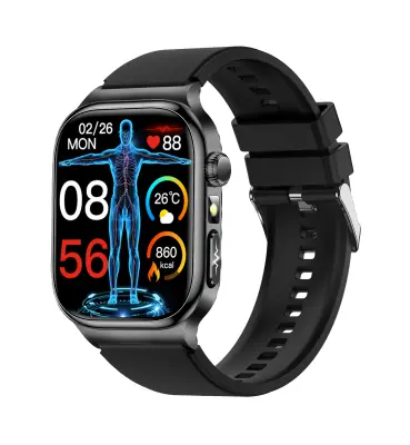 2,04-inčni AMOLED pametni sat visoke rezolucije s praćenjem zdravlja i više sportskih načina Crna