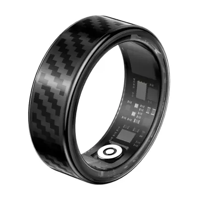RWFIT pametni prsten: 50m vodootporni fitness tracker s praćenjem otkucaja srca i sna Crna