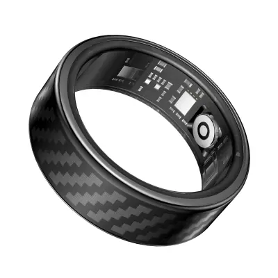 RWFIT pametni prsten: 50m vodootporni fitness tracker s praćenjem otkucaja srca i sna Crna