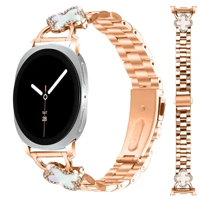 Rose Gold Clover Metal Strap kompatibilan sa Samsung Galaxy Watch 8/8 Classic Ružičasto zlato
