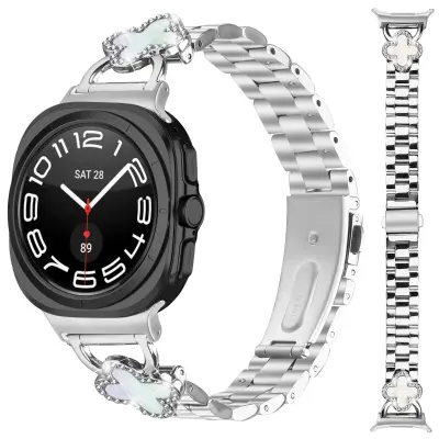 Remen za sat od nehrđajućeg čelika s djetelinom, kompatibilan sa Samsung Galaxy Watch7 47mm - Srebrni Srebrna