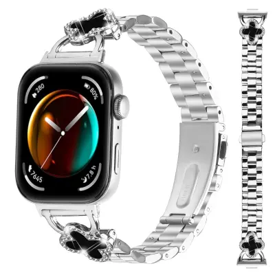 Stilski remen s tri kuglice i dizajnom djeteline, kompatibilan s Huawei Fit 3/Fit 4/4 Pro Srebrna
