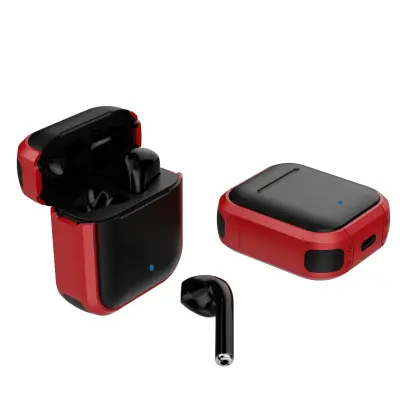 Prave bežične Bluetooth 5.4 slušalice s futrolom za punjenje - Imerzivan zvuk i produženo vrijeme reprodukcije Crvena