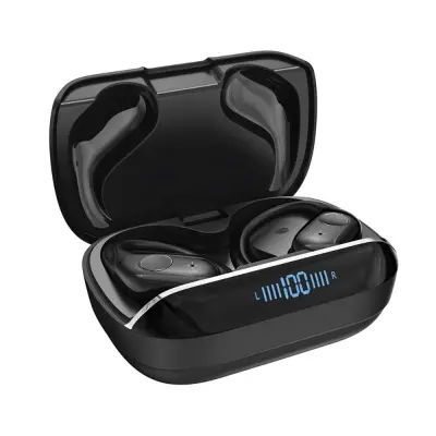Bežične slušalice s kukicom za uho za trčanje s uklanjanjem buke - 45 sati reprodukcije, Bluetooth 5.4 Crna