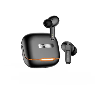 Potpuno bežične Bluetooth slušalice s Quad-Mic ENC poništavanjem buke Crna+Narančasta