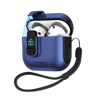 TPU zaštitna maskica tamnoplave boje kompatibilna s AirPods 4 s ugrađenim stalkom