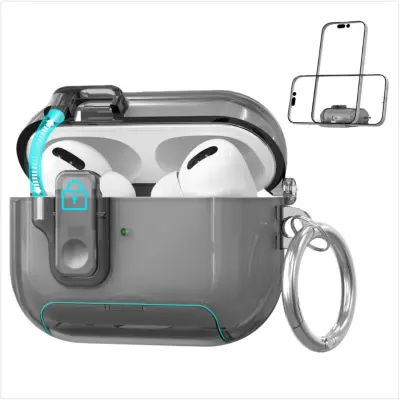 TPU zaštitna futrola kompatibilna s AirPods Pro 3 - otporna na udarce, periva vodom, sa stalkom Crna