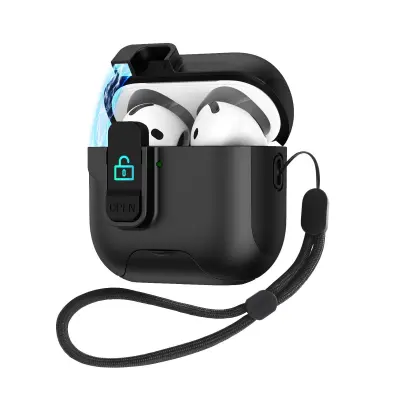 Crna TPU zaštitna futrola kompatibilna s AirPods 4 sa značajkom stalka Crna