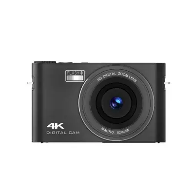 4K Digitalna kamera sa zaslonom osjetljivim na dodir, MP3 multimedija, 64MP HD fotografija i 4x digitalni zum - Crna Crna