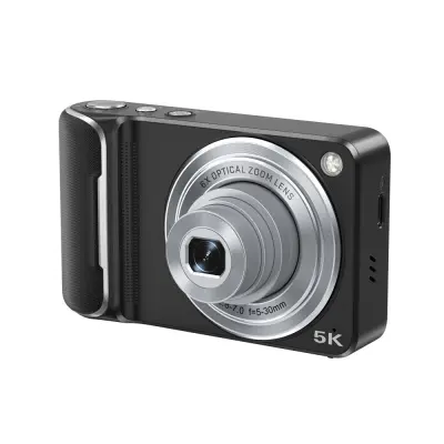 6X optički zum digitalni fotoaparat - HD selfie mini kamkorder s dvostrukom lećom i zaslonom osjetljivim na dodir Crna