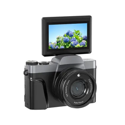 Home HD Digital SLR Camera with Flip Screen and Image Stabilization Crna