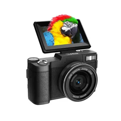 5K Ultra HD 64MP WiFi digitalni fotoaparat s flip zaslonom i makro objektivom Crna