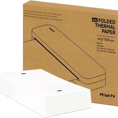 A4 Quick-Dry Thermal Paper - 100 Sheets Folded for Thermal Printers Bijela