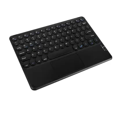 Bluetooth tipkovnica s okruglim tipkama i touchpadom + Bluetooth miš combo, kompatibilan s iPadom, Androidom i više Crna