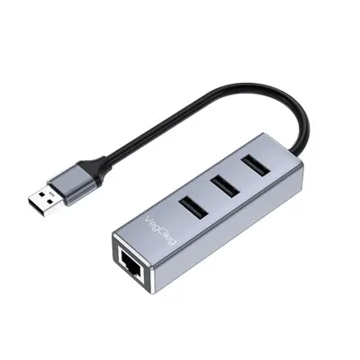 USB na Gigabit Ethernet adapter s 3-portnim USB hubom - 10/100/1000Mbps RJ45 mrežni konektor Siva