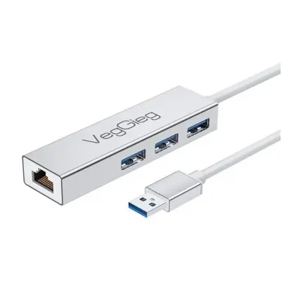 USB na Gigabit Ethernet adapter s 3-portnim USB čvorištem - Siva Siva