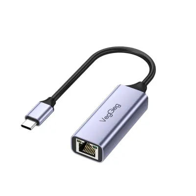 Adapter Type-C na Ethernet - 100Mbps od aluminijske legure Siva
