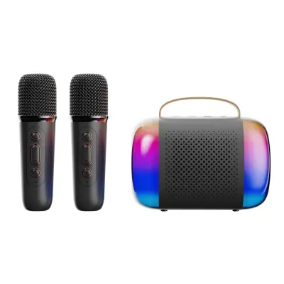 Y5-Dvostruki mikrofon Karaoke stroj s Bluetooth zvučnikom Crna