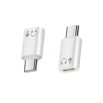 Adapter za slušalice Lightning ženski na USB-C muški od aluminijske legure - ravni konektor Bijela