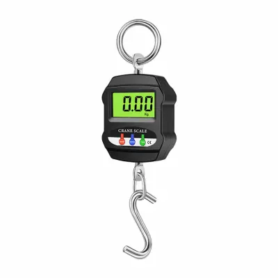 300kg Digitalna Viseća Vaga - Prijenosna Elektronička Dizalica s LCD Zaslonom Crna